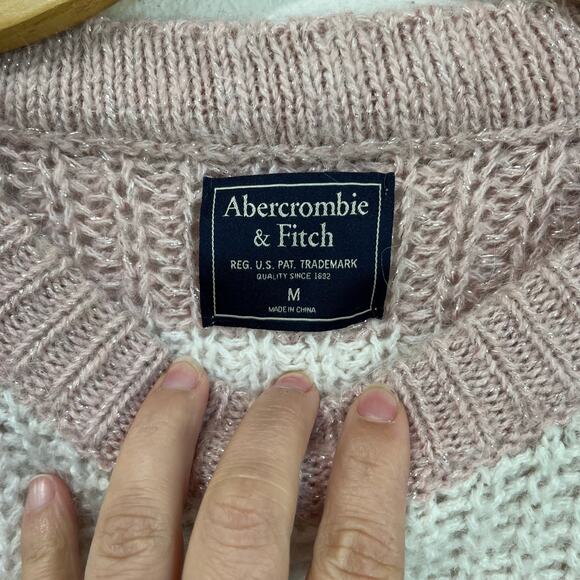 Abercombie & Fitch Wool Blend Color Block Crewneck Cozy Sweater Size M - Picture 3 of 7